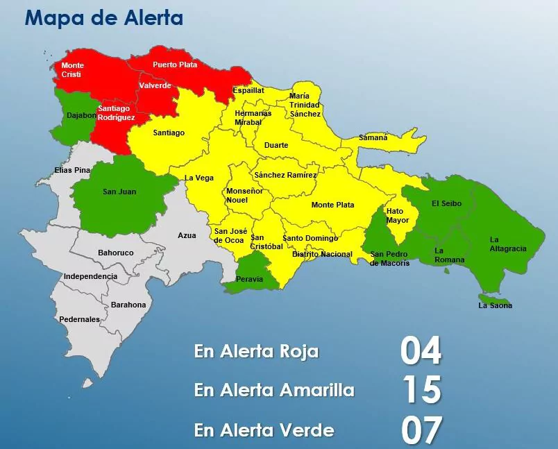 Lluvias intensas y alertas activas por vaguada en República Dominicana