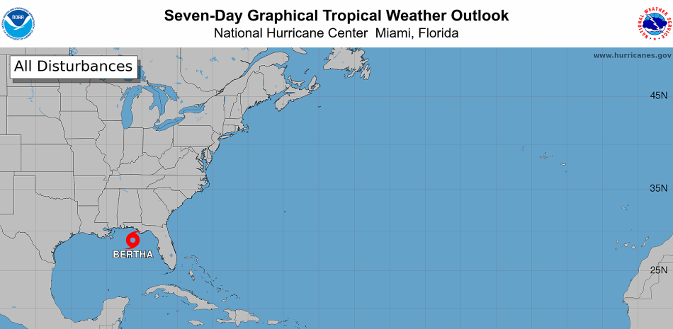 Tormenta tropical Bertha amenaza con marejadas e inundaciones en el golfo de México